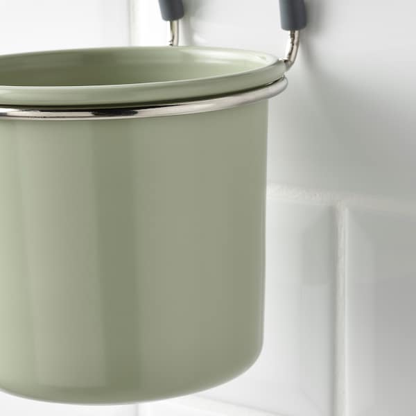 HULTARP - Container, green/nickel-plated, 14x16 cm - best price from Maltashopper.com 90444451