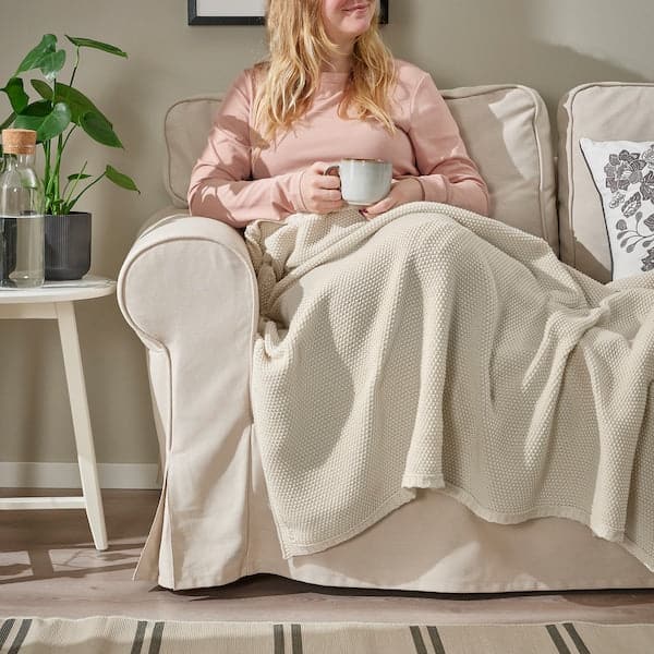 Ikea HUMLEMOTT - Throw, off-white, 130x170 cm