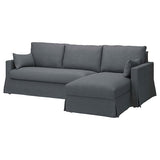 HYLTARP 3-seat sofa w chaise longue, right, Gransel grey, 262 cm