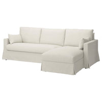 HYLTARP 3-seat sofa w chaise longue, right, Gransel natural, 262 cm
