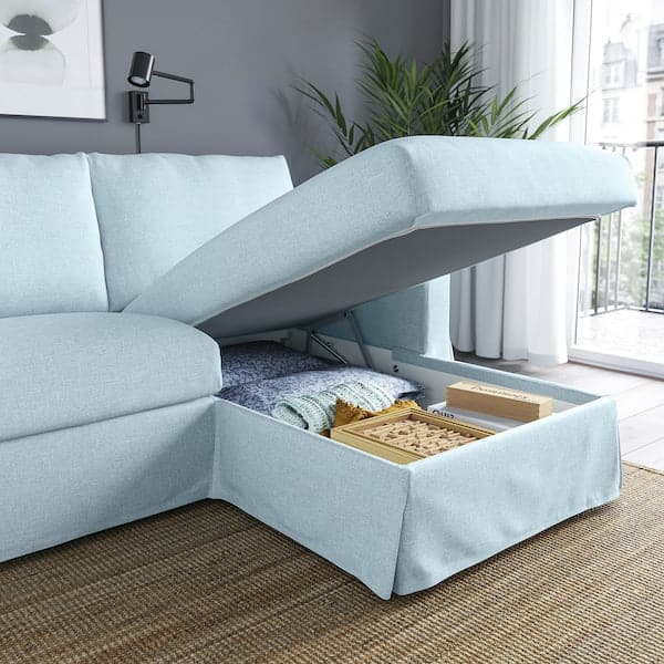 Ikea HYLTARP - 3-seater sofa/chaise-longue, right, Kilanda pale blue ,