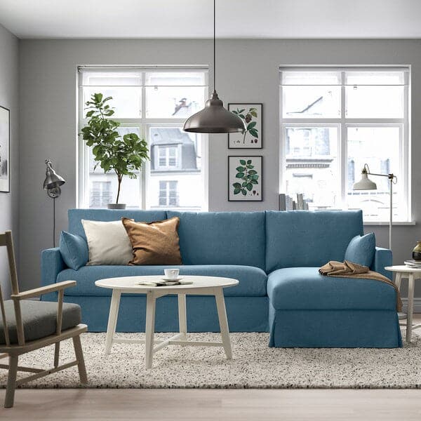 HYLTARP - 3-seater sofa/chaise-longue, right, Tallmyra blue , - best price from Maltashopper.com 09514986