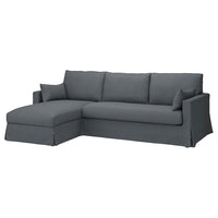 HYLTARP 3-seat sofa w chaise longue, left, Gransel grey, 262 cm
