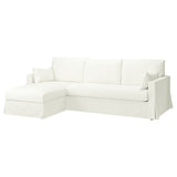 HYLTARP 3-seat sofa w chaise longue, left, Hallarp white, 262 cm