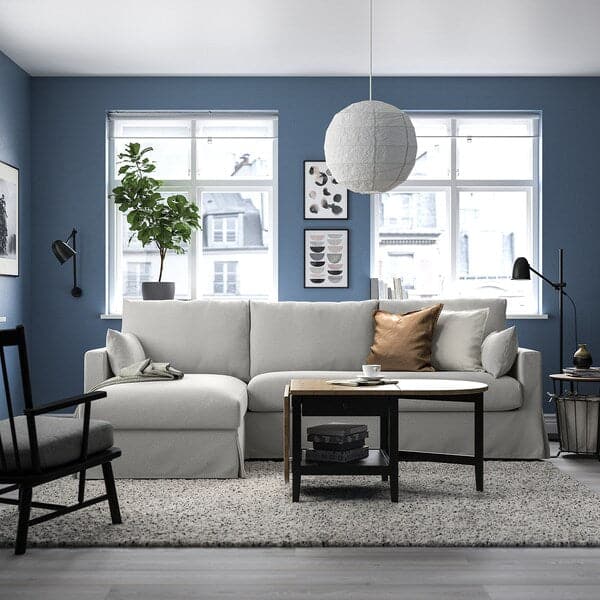 Ikea HYLTARP - 3-seater sofa/chaise-longue, left, Tallmyra white/black ,