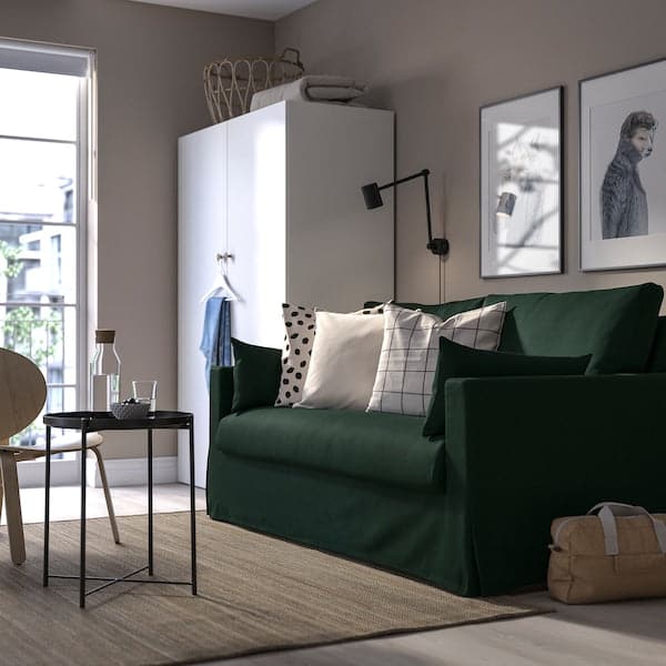 HYLTARP - 2-seater sofa bed, Tallmyra dark green , - best price from Maltashopper.com 19514882