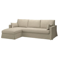 HYLTARP cover f 3-seat sofa w chs lng, left, Hemmesta light beige