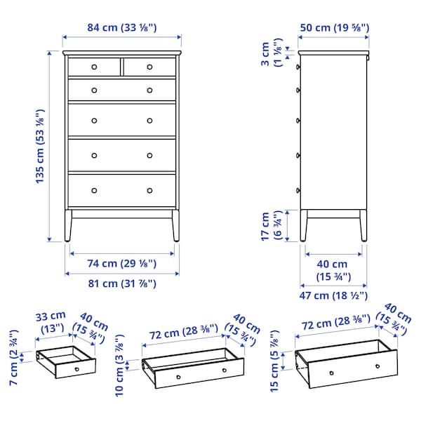 Ikea IDANÄS - Chest of 6 drawers, white, 84x135 cm