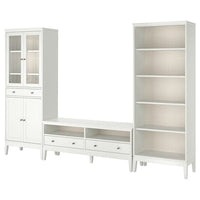 IDANÄS TV storage combination, glass/white, 325x40x211 cm