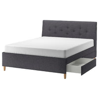 IDANÄS upholstered storage bed, Gunnared dark grey, 180x200 cm