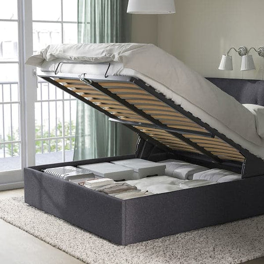 Ikea IDANÄS Upholstered bed with storage - Gunnared dark grey 160x200 cm , 160x200 cm
