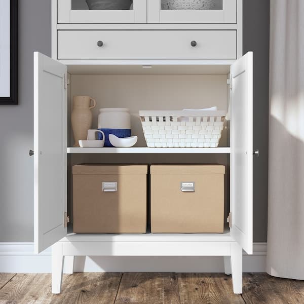 Ikea IDANÄS - High cabinet w gls-drs and 1 drawer, white, 81x39x211 cm