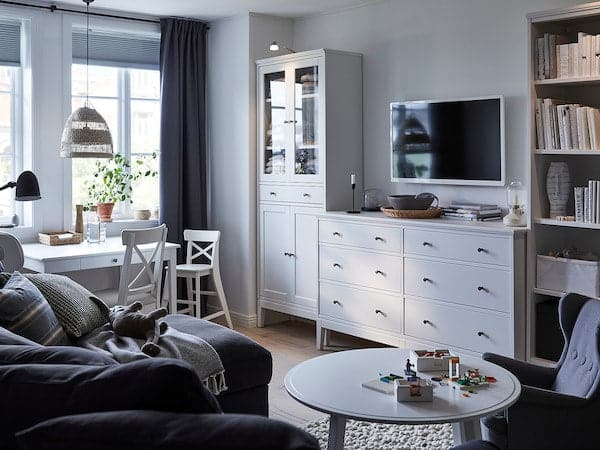 Ikea IDANÄS - High cabinet w gls-drs and 1 drawer, white, 81x39x211 cm