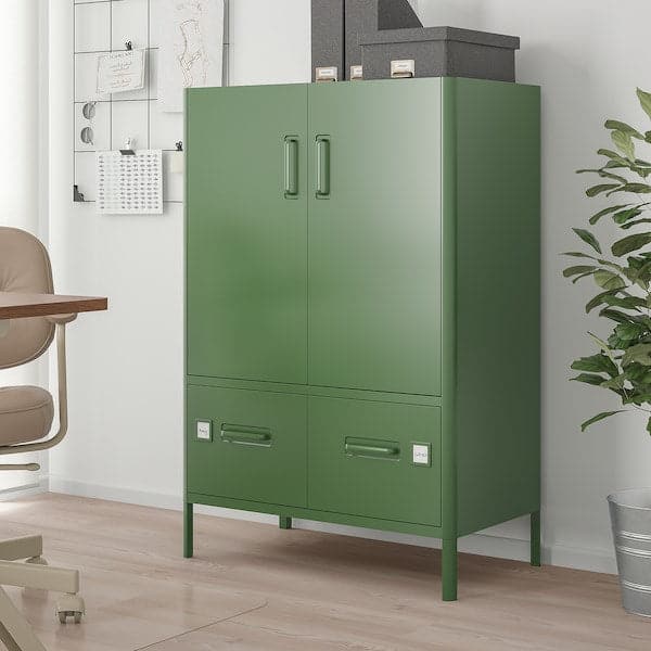 Ikea IDÅSEN - Cabinet with doors and drawers, dark green, 80x47x119 cm