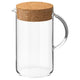 IKEA 365+ jug with lid, clear glass/cork, 1.5 l