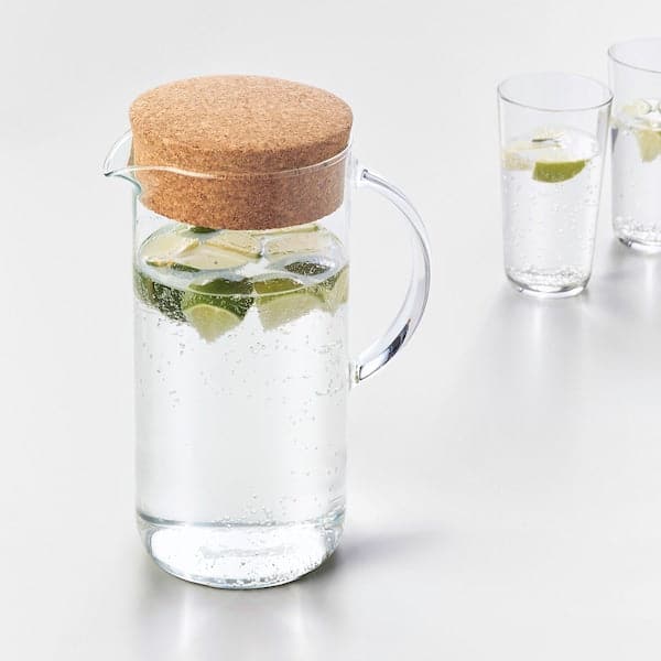 IKEA 365+ - Jug with lid, clear glass/cork, 1.5 l - best price from Maltashopper.com 50279721