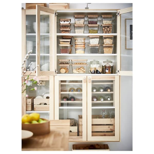 Ikea IKEA 365+ - Food container with lid, square glass/bamboo, 1.2 l