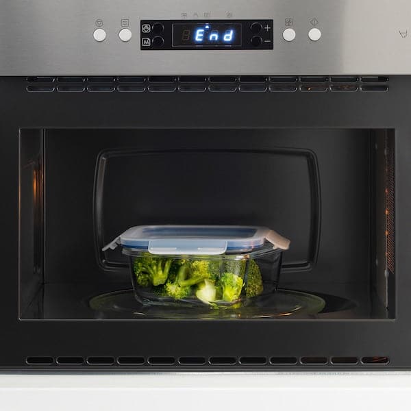 Ikea IKEA 365+ - Food container with lid, square glass/plastic, 600 ml