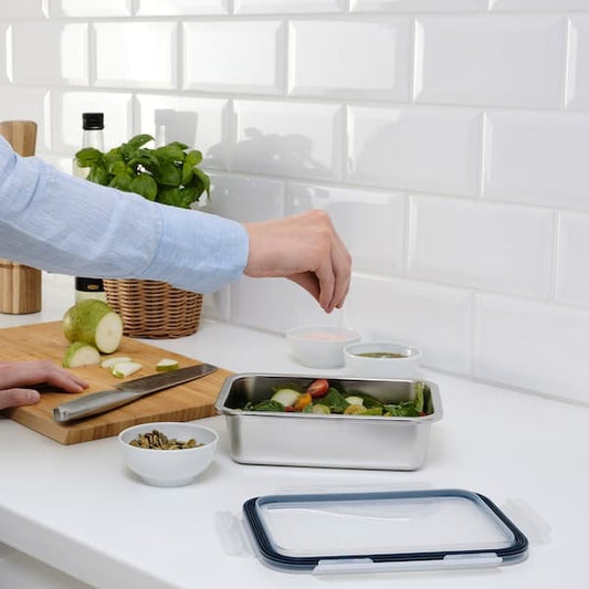 Ikea IKEA 365+ - Food container with lid, rectangular stainless steel/plastic, 1.0 l