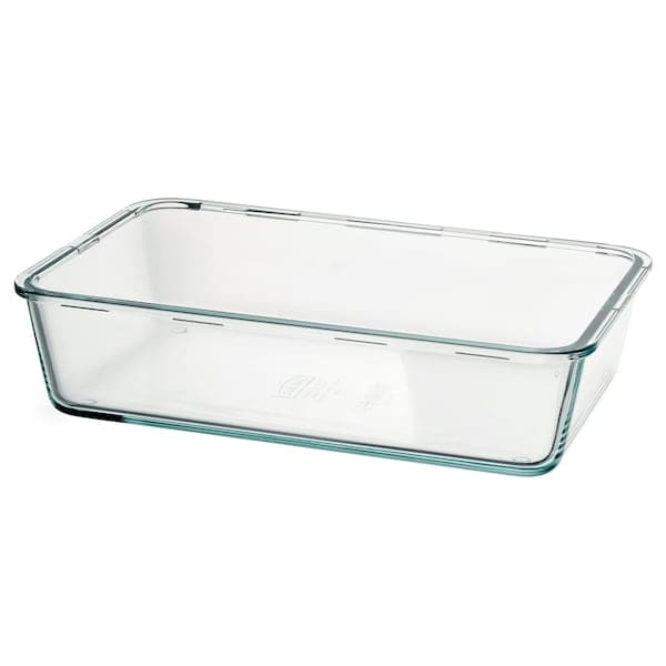 IKEA 365+ Food container with lid, rectangular glass/bamboo, 1.8 l