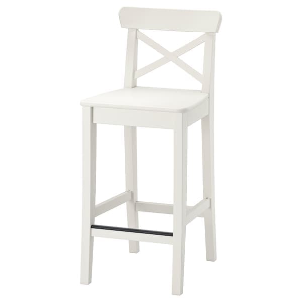 INGOLF - Bar stool with backrest, white, 63 cm - best price from Maltashopper.com 10122647