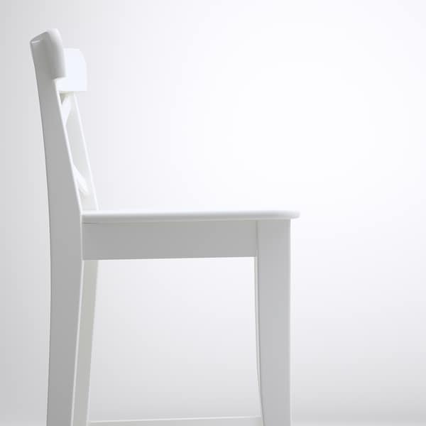 Ikea INGOLF - Bar stool with backrest, white, 63 cm