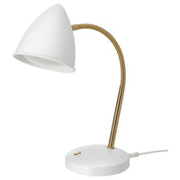 ISNÅLEN LED work lamp, white/brass-colour, 13 cm