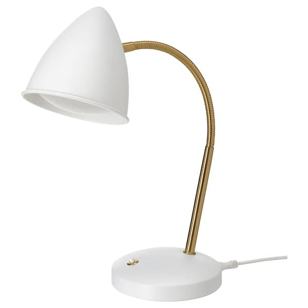 Ikea ISNÅLEN - LED work lamp, white / brass colour ,