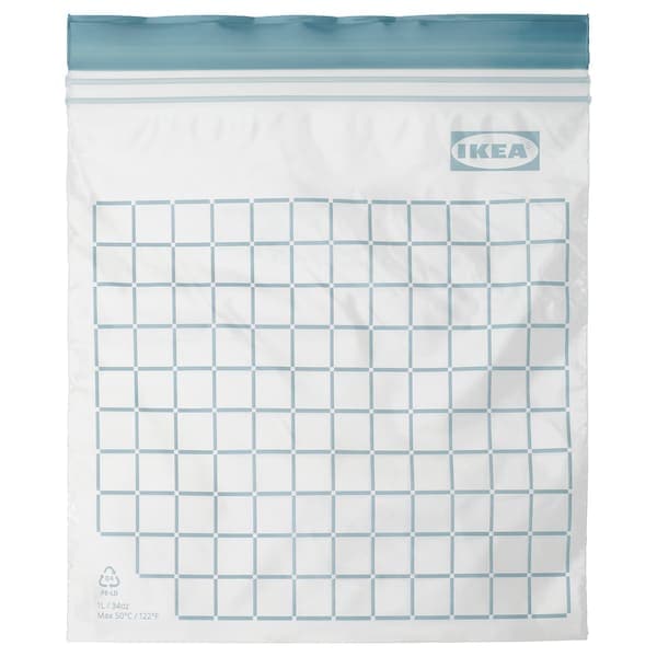 ISTAD - Resealable bag, check pattern/grey-blue, 1 l - best price from Maltashopper.com 00564754