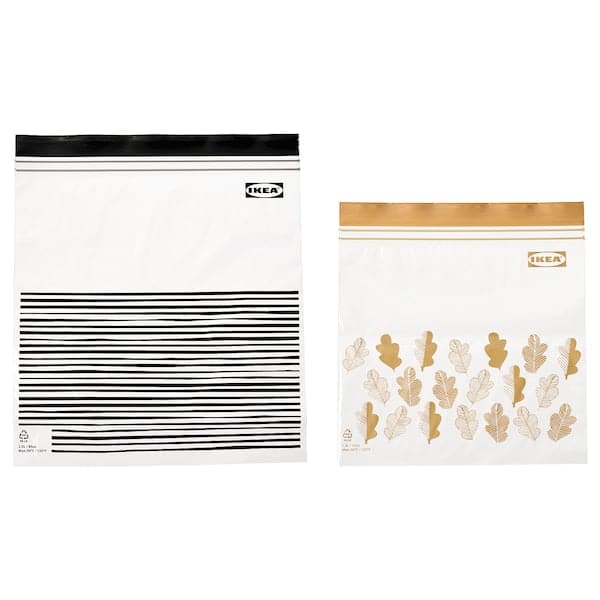 Ikea ISTAD - Resealable bag, patterned black/yellow, 2.5/1.2 l