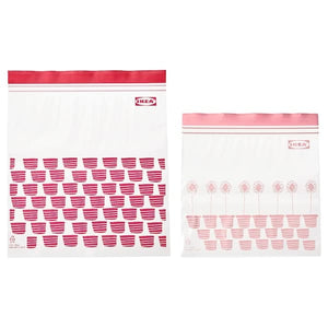 Ikea ISTAD - Resealable bag, patterned red/pink, 2.5/1.2 l