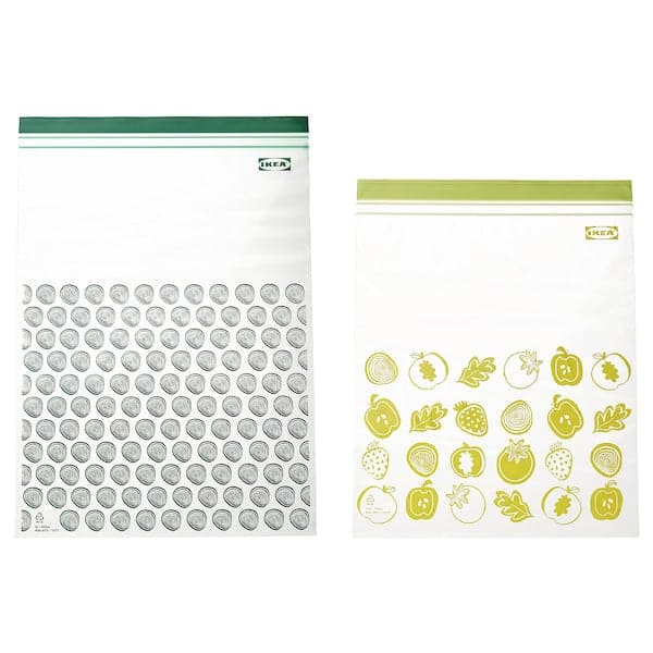 Ikea ISTAD - Resealable bag, patterned/green, 6/4.5 l