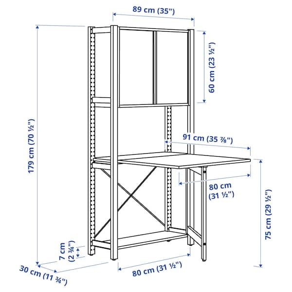 Ikea IVAR - 1 sec/foldable table/sliding door, pine, 89x30x179 cm
