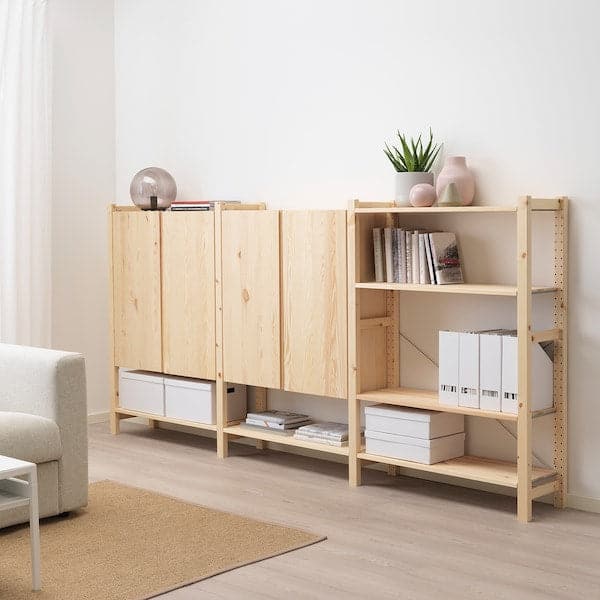 Ikea IVAR - 3 sections/shelves/cabinet, pine, 259x30x124 cm
