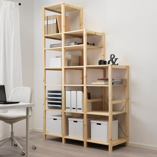 Ikea IVAR - 3 sections/shelves, pine, 139x50x124-226 cm