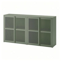 IVAR cabinet with doors, grey-green mesh, 160x30x83 cm