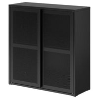 IVAR cabinet with doors, black mesh, 80x83 cm