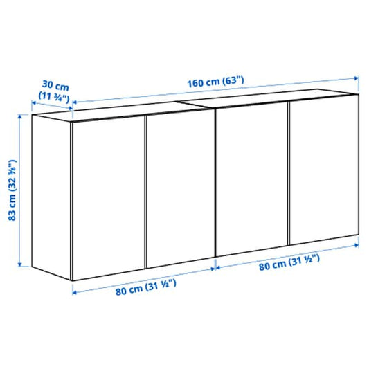 Ikea IVAR - Wall cabinet with doors, pine, 160x30x83 cm