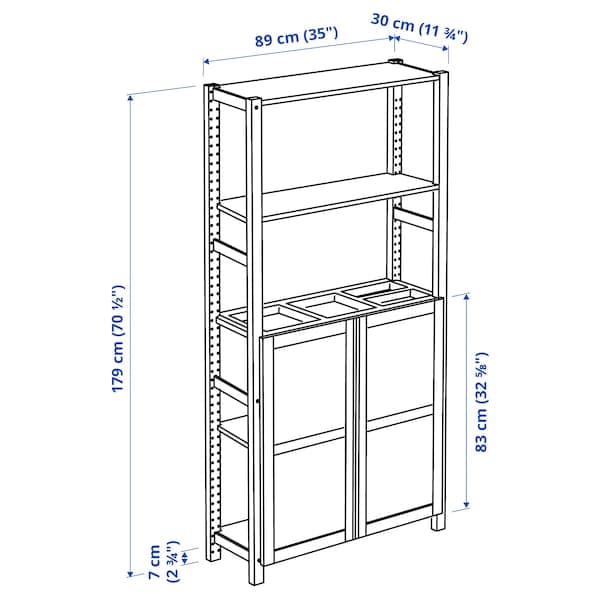Ikea IVAR - Shelving unit with doors, pine/felt, 89x30x179 cm