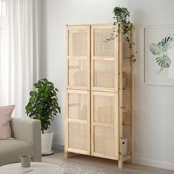Ikea IVAR - Shelving unit with doors, with 4 doors/pine, 89x30x179 cm