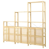 IVAR shelving unit with doors, pine, 259x30x226 cm