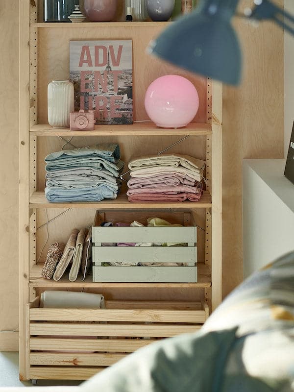 Ikea IVAR - Shelving unit with storage box, pine, 89x30x179 cm