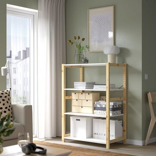 Ikea IVAR - Shelving unit, pine/metal white, 89x50x124 cm