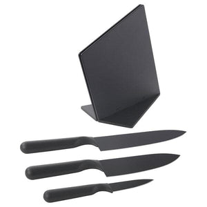 Ikea JÄMFÖRA - Knife block with 3 knives, black