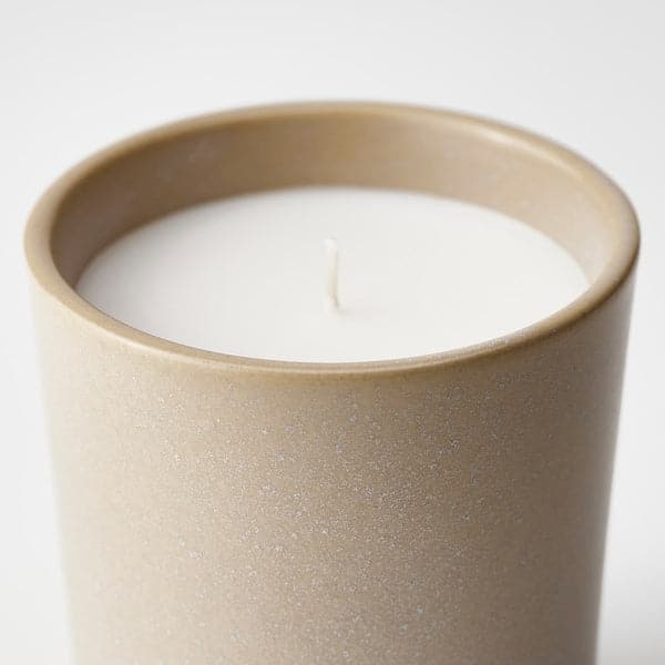Ikea JÄMLIK - Scented candle in ceramic jar, Vanilla/light beige, 50 hr