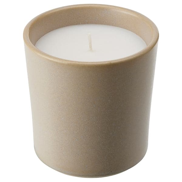 Ikea JÄMLIK - Scented candle in ceramic jar, Vanilla/light beige, 50 hr