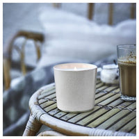 JÄMLIK - Scented candle in ceramic jar, Vanilla/light beige, 50 hr - best price from Maltashopper.com 40502194