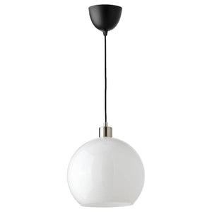 Ikea JÄRPLIDEN - Pendant lamp, white glass/nickel-plated, 30 cm