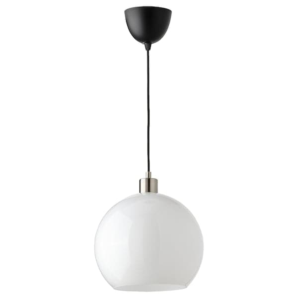 Ikea JÄRPLIDEN - Pendant lamp, white glass/nickel-plated, 30 cm