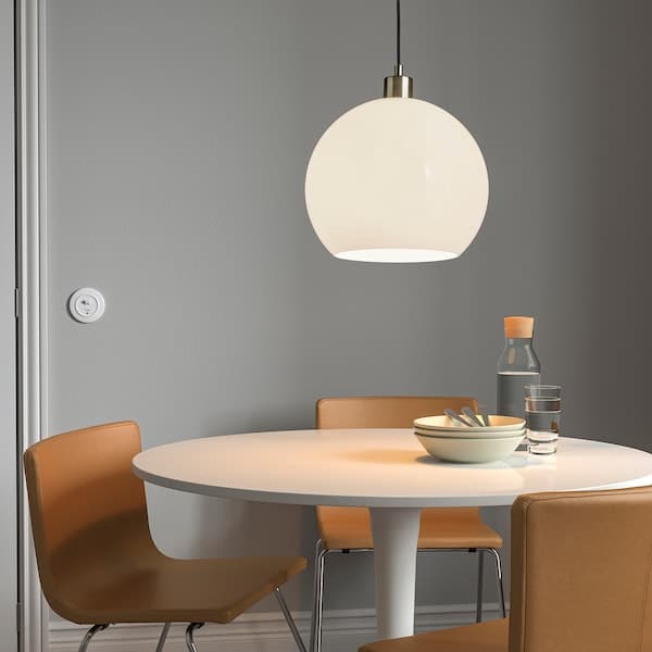 Ikea JÄRPLIDEN - Pendant lamp, white glass/nickel-plated, 30 cm